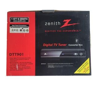 Zenith DTT901 Digital TV Tuner Converter Box Black with Remote and Cables